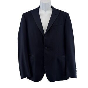 Lardini Tuxedo Jacket Mens 38 Blue Wool Silk One Button Notch Lapel Italy Formal